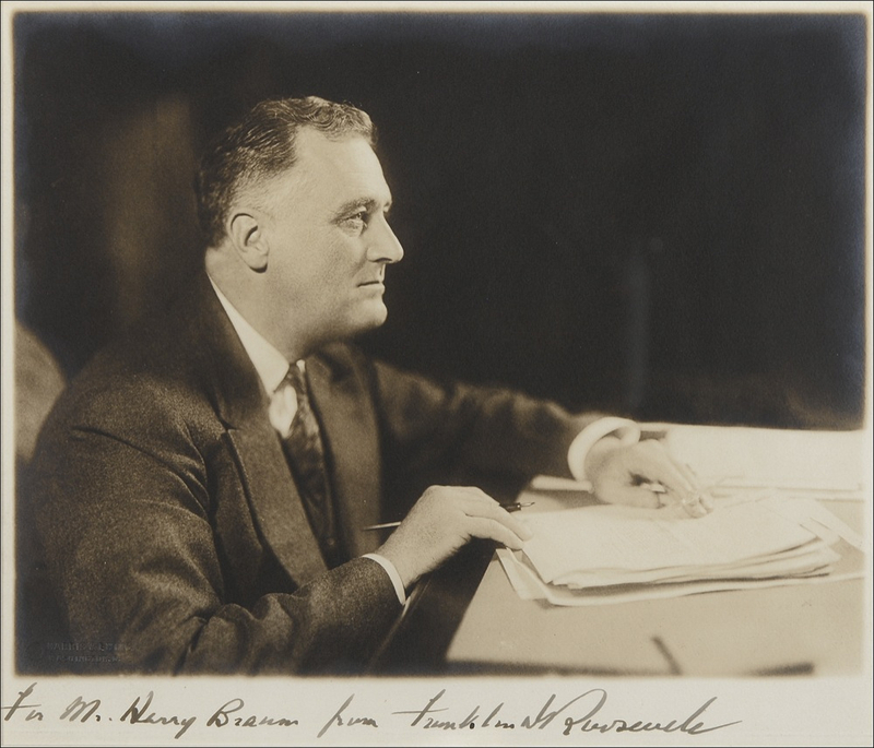 Lot 107 Franklin D. Roosevelt: Presidential portrait inscribed to violinist Harry Braun