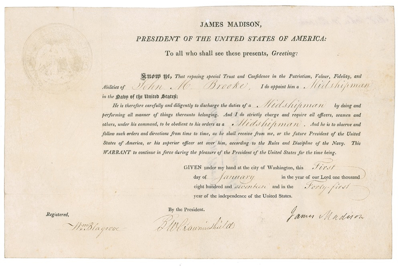 Lot 70 James Madison Signed Document