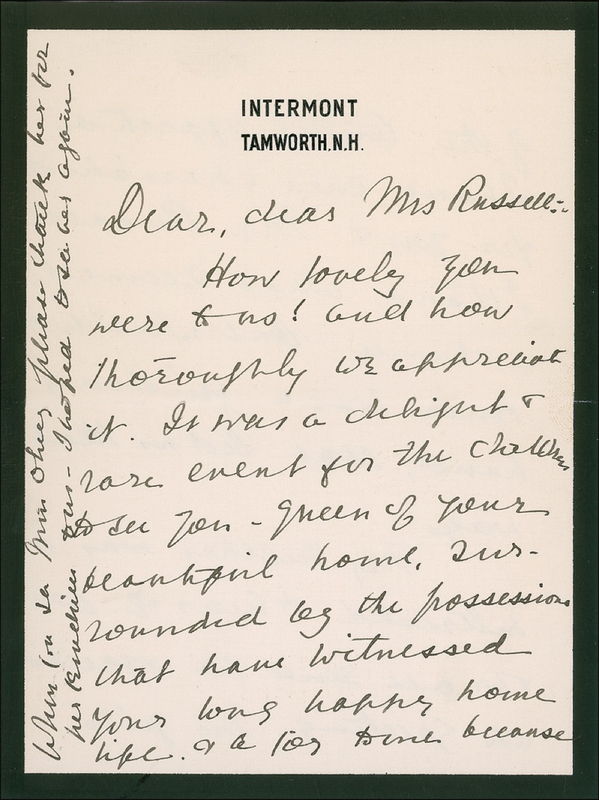 Lot 10 Francis F. Cleveland: On the one-year anniversary of Grover Cleveland?s death, the former First Lady remembers: ?I could only thank God when his distress was shortened?but oh how we miss him!?