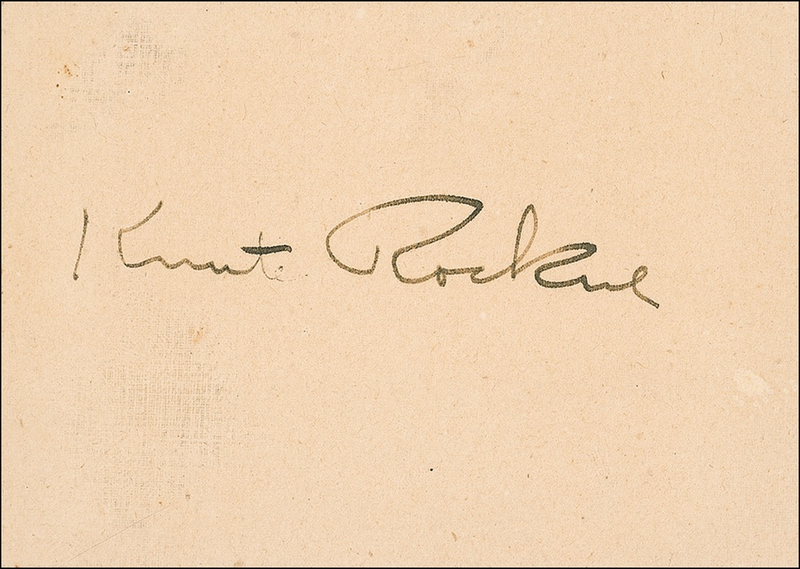 Lot 1328 Knute Rockne: Fine Rockne signature and biography