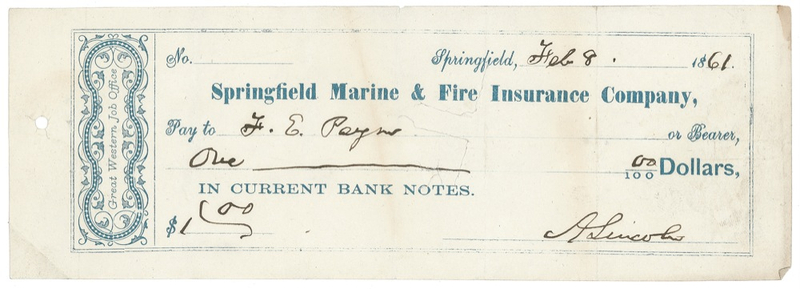 Lot 64 Abraham Lincoln: Lincoln pays a debt three days before leaving Springfield for Washington