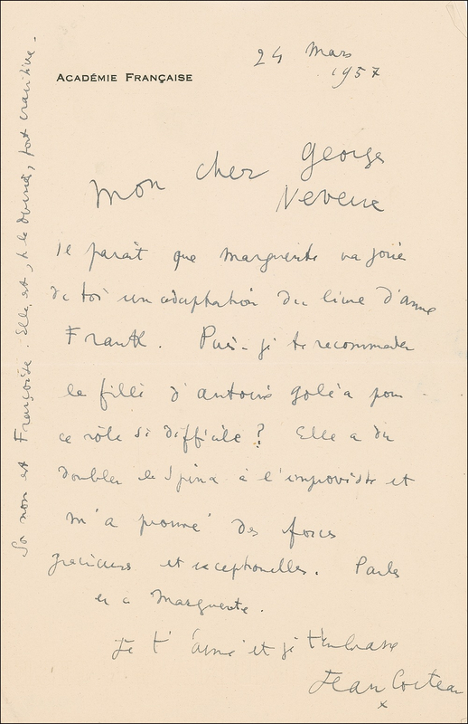 Lot 472 Jean Cocteau: “An adaptation of an Anne Frank book”