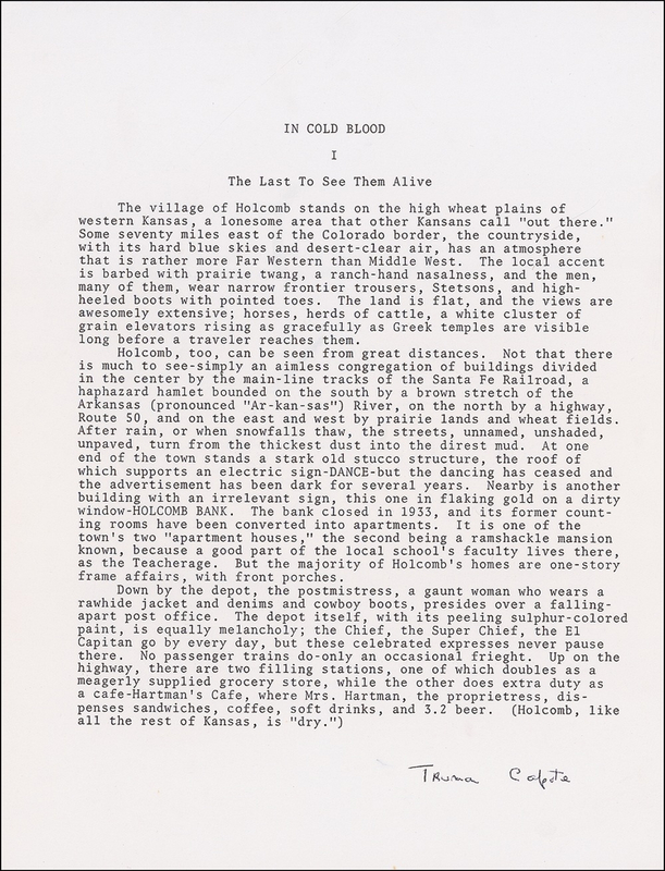 Lot 465 Truman Capote Souvenir Typescript