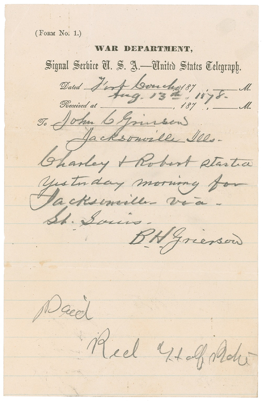 Lot 327 Benjamin Grierson Handwritten Letter Signed