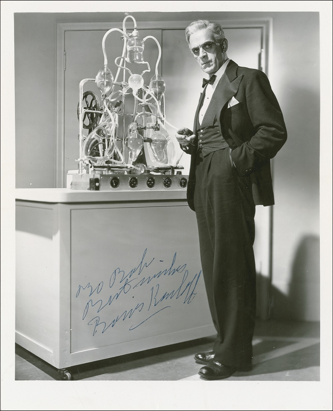 Lot 944 Boris Karloff: Karloff in the lair of the mad scientist. Naturally.