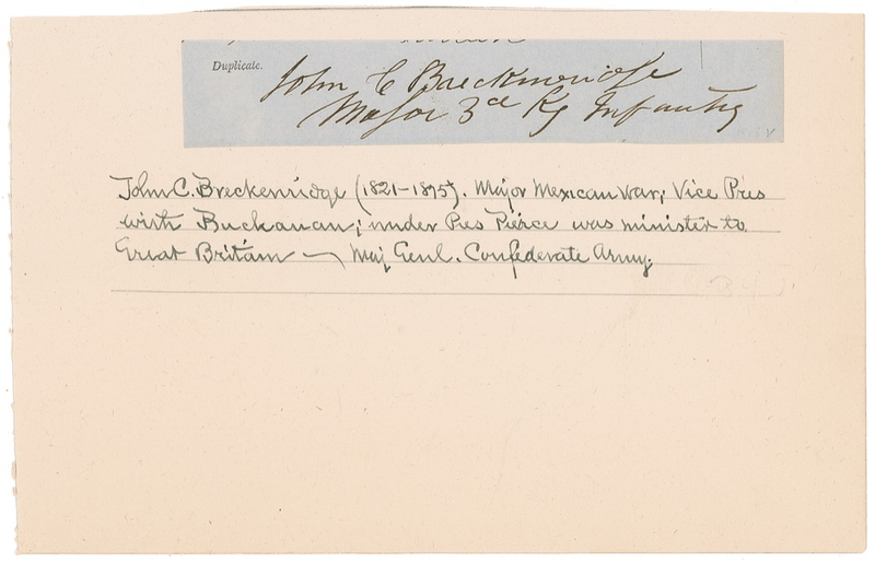 Lot 140 John C. Breckinridge Signature