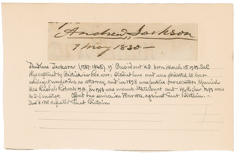 Lot 47 Andrew Jackson Signature