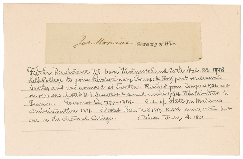 Lot 77 James Monroe Signature