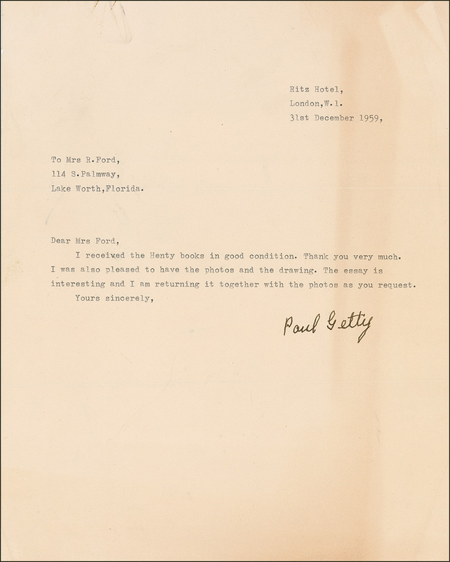 Lot 196 J. Paul Getty