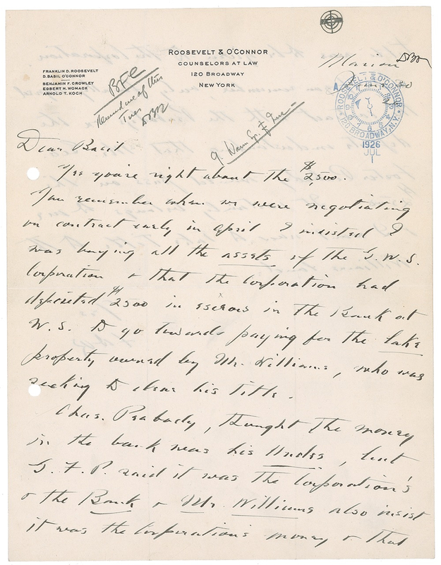 Lot 109 Franklin D. Roosevelt: FDR in the midst of acquiring Warm Springs