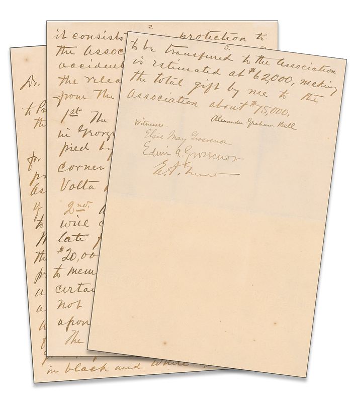 Lot 134 Alexander Graham Bell: Preparing to sail for Europe, Bell makes provisions for his father’s memorial fund…“in case of accident to myself”