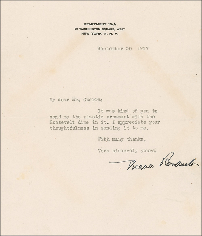 Lot 99 Eleanor Roosevelt Typed Letter Signed