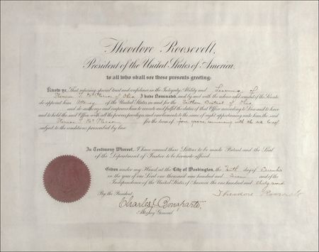 Lot #110 Theodore Roosevelt Signed Document - Image 1