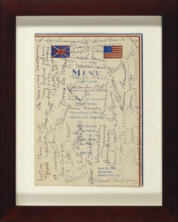 Lot #88 Ronald Reagan and Friends: Reagan, Cagney, Bruce and others join in a post-war celebration at Romanoff?s - Image 1