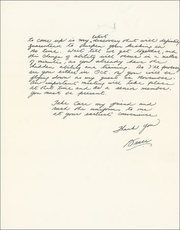 Lot #957 Bruce Lee: Lee touts to his disciple: ?My latest discovery that will definitely guarantee to sharpen your kicking in no time? - Image 3