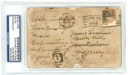 Lot #1334 Babe Ruth: Ruth touches base during the trip to Mexico where he would slam his “unofficial” 715th home run - Image 1