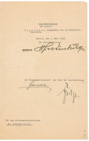 Lot #213 Paul von Hindenburg Signed Document - Image 2