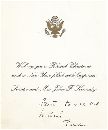 Lot #57 John F. Kennedy: Intimately-signed Christmas greetings - Image 2