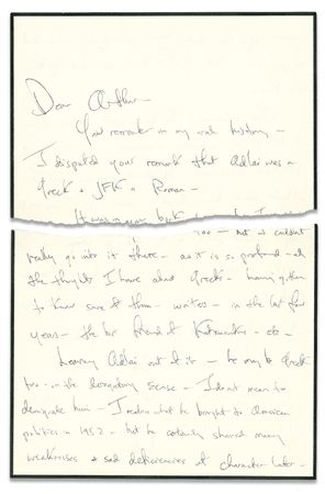 Lot #55 Jacqueline Kennedy: The caustic, defensive letter Jackie tried to destroy: 