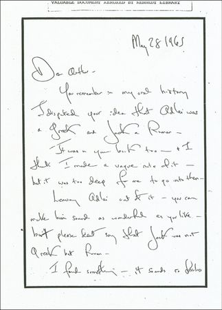 Lot #55 Jacqueline Kennedy: The caustic, defensive letter Jackie tried to destroy: 