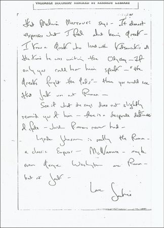 Lot #55 Jacqueline Kennedy: The caustic, defensive letter Jackie tried to destroy: 