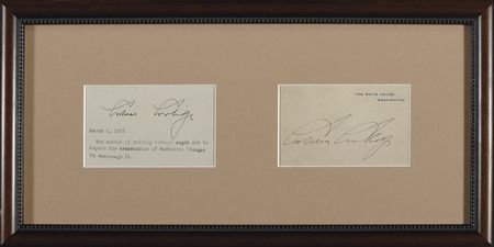 Lot #22 Calvin Coolidge White House Card