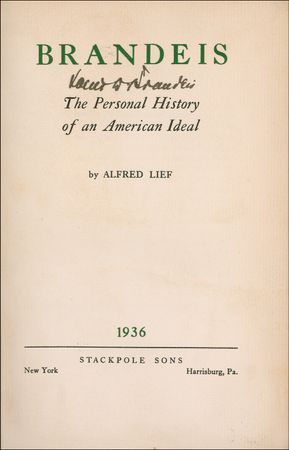 Lot #263 Supreme Court: Louis D. Brandeis Book - Image 1