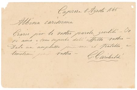 Lot #485 Ralph Waldo Emerson and Guiseppe Garibaldi: The philosopher calls for the soldier: “Perhaps you will bring the young Garibaldi…to me” - Image 2