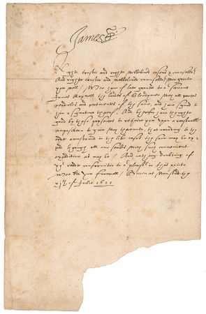 Lot #218 James I: Signed in 1621, the year he secretly planned to dissolve parliament - Image 1