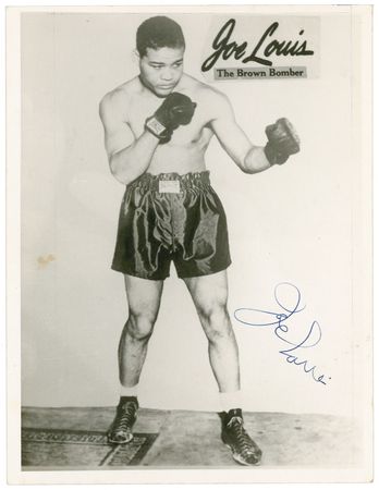 Lot #1273 Joe Louis: Vintage ‘Brown Bomber’ photo and original ticket stub - Image 1