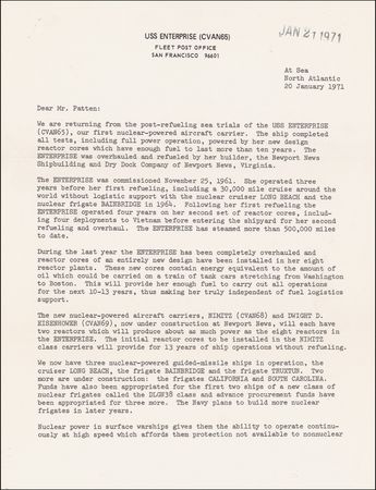 Lot #367 Hyman G. Rickover: Writing from aboard the Enterprise - Image 1