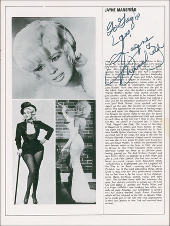 Lot #974 Jayne Mansfield Program - Image 2