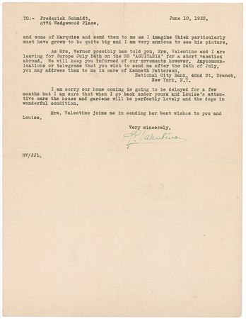 Lot #1043 Rudolph Valentino: Seduto! Valentino sends Italian commands for his three dogs, one aptly name Shiek - Image 2