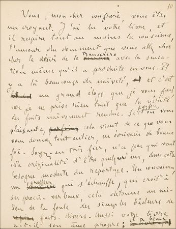 Lot #570 Emile Zola: Original Zola manuscript, a cutting execration of the daily pressand the journalists that he would use to his ?J?Accuse!? advantage a decade later - Image 12