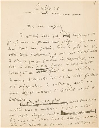 Lot #570 Emile Zola: Original Zola manuscript, a cutting execration of the daily pressand the journalists that he would use to his ?J?Accuse!? advantage a decade later - Image 3