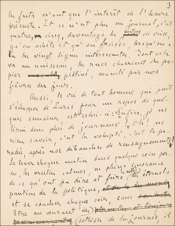 Lot #570 Emile Zola: Original Zola manuscript, a cutting execration of the daily pressand the journalists that he would use to his ?J?Accuse!? advantage a decade later - Image 5