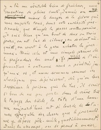 Lot #570 Emile Zola: Original Zola manuscript, a cutting execration of the daily pressand the journalists that he would use to his ?J?Accuse!? advantage a decade later - Image 6