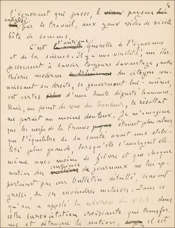 Lot #570 Emile Zola: Original Zola manuscript, a cutting execration of the daily pressand the journalists that he would use to his ?J?Accuse!? advantage a decade later - Image 7