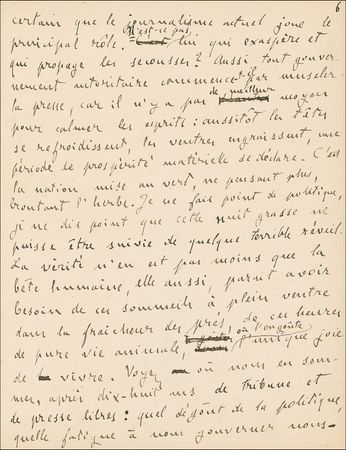Lot #570 Emile Zola: Original Zola manuscript, a cutting execration of the daily pressand the journalists that he would use to his ?J?Accuse!? advantage a decade later - Image 8