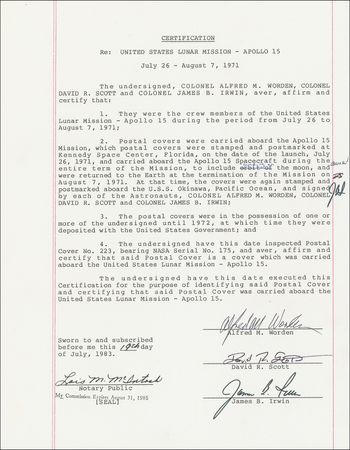Lot #399 Apollo 15: The notorious cover that led to the crew’s suspension - Image 2