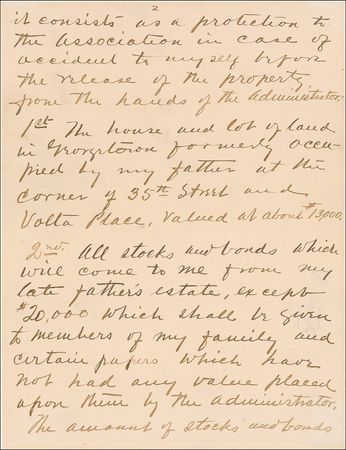 Lot #134 Alexander Graham Bell: Preparing to sail for Europe, Bell makes provisions for his father’s memorial fund…“in case of accident to myself” - Image 3