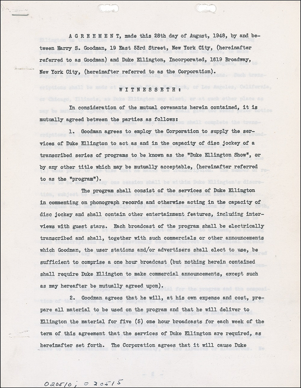 Lot 687 Duke Ellington Signed Document