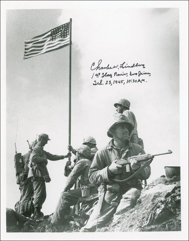 Lot 357 Iwo Jima: Charles Lindberg Signed Photograph