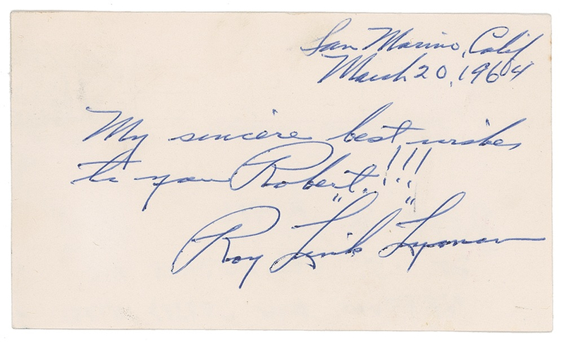 Lot 1281 Roy “Link” Lyman Signature