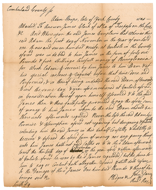 Lot 161 Declaration of Independence: James Smith Signed Document