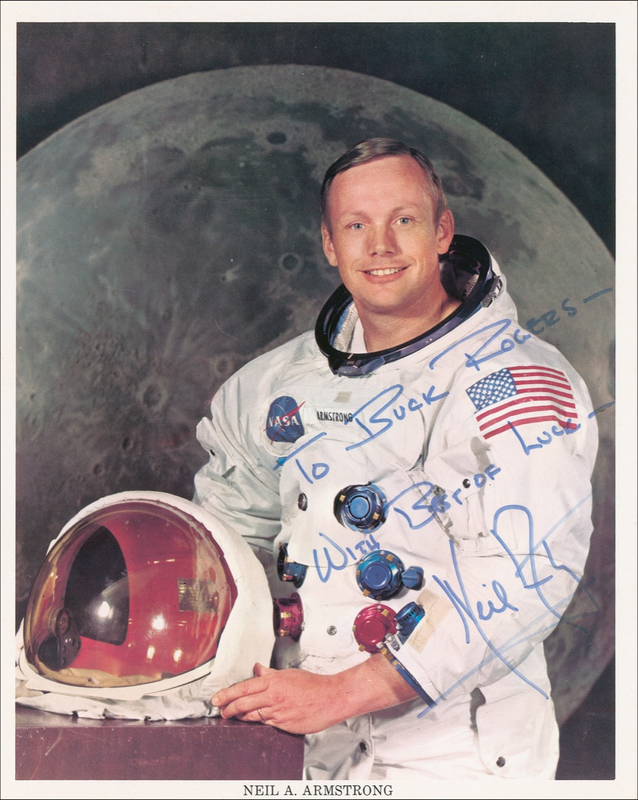 Lot 437 Neil Armstrong: Armstrong signs for Buck Rogers