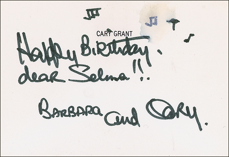 Lot 953 Cary Grant Signed Note