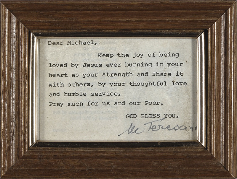 Lot 238 Mother Teresa Typed Letter Signed