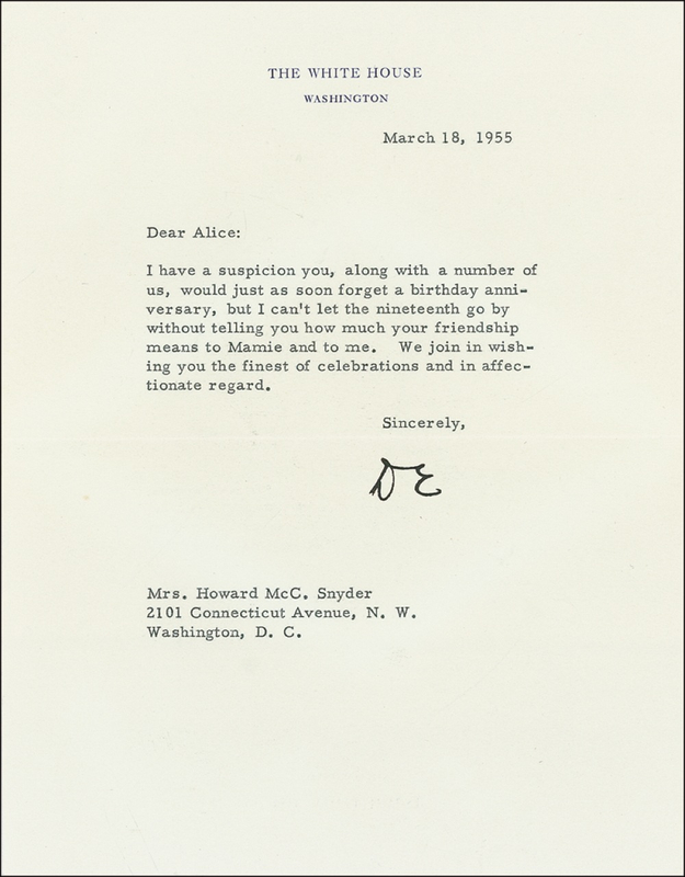 Lot 27 Dwight D. Eisenhower Typed Letter Signed