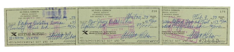 Lot 1232 Althea Gibson Checks